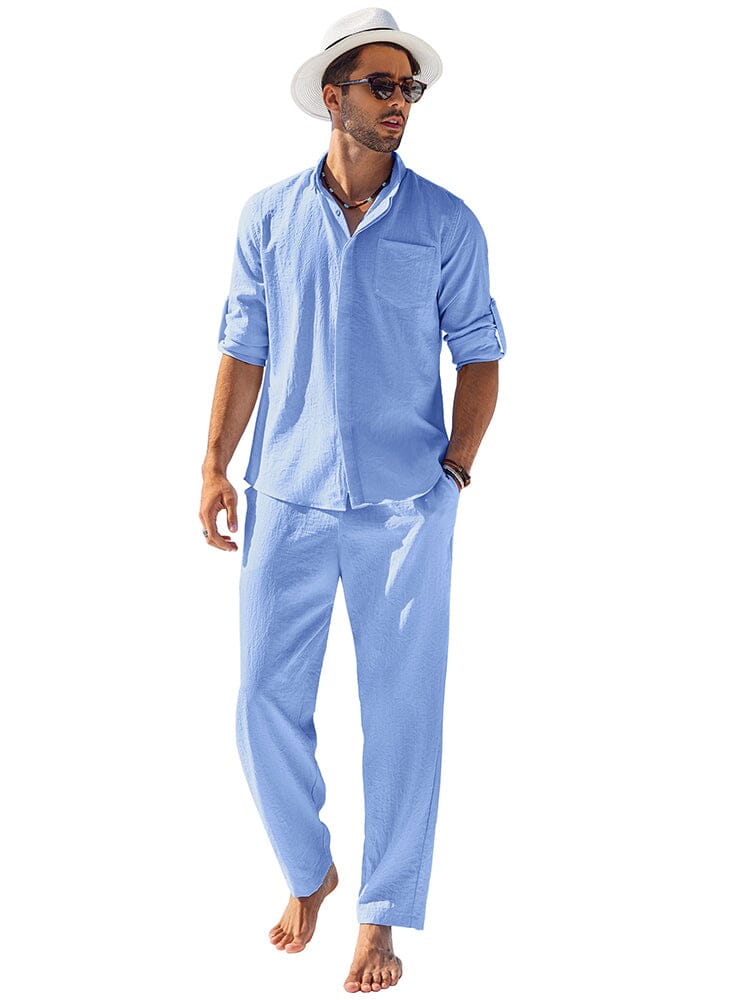 2-Piece Linen Long Sleeve Shirt Sets (US Only) - Image 2
