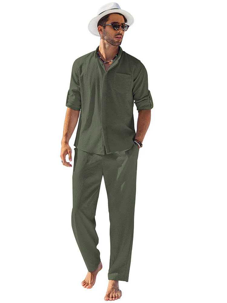 2-Piece Linen Long Sleeve Shirt Sets (US Only) - Image 3