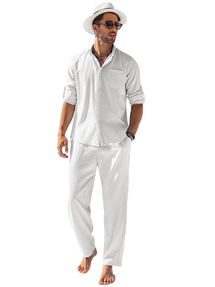 2-Piece Linen Long Sleeve Shirt Sets (US Only) - Image 8