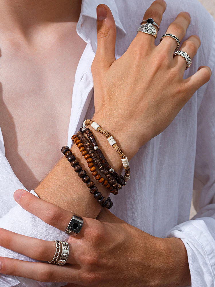 5Pcs Retro Wooden Bead Bracelet Set - Image 7