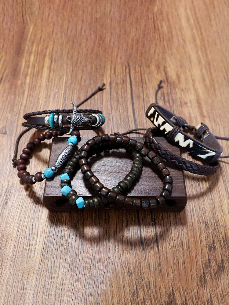 6Pcs Retro Western Cowboy Style Bracelet Set - Image 3