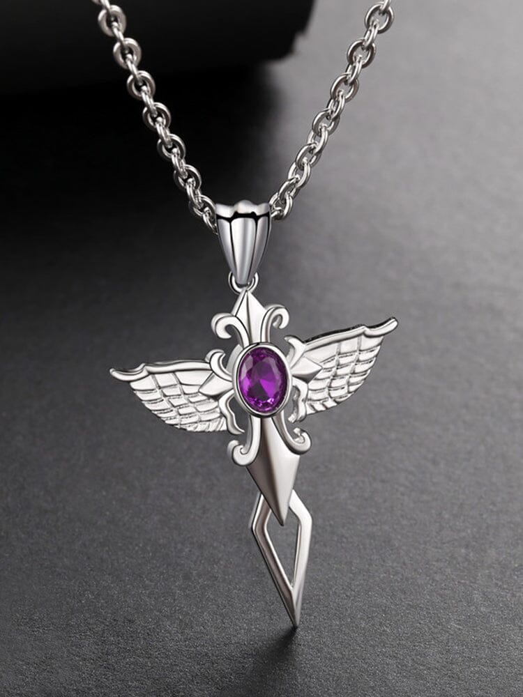 Angel Wing Cross Pendant Necklace - Image 3