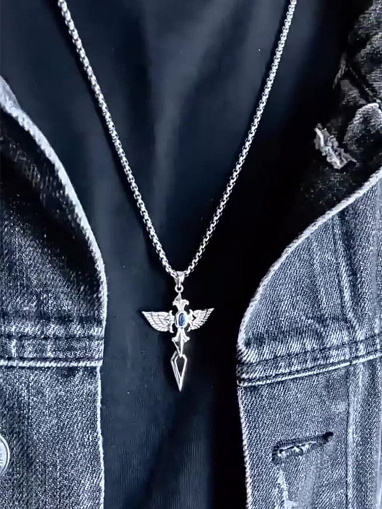 Angel Wing Cross Pendant Necklace - Image 7