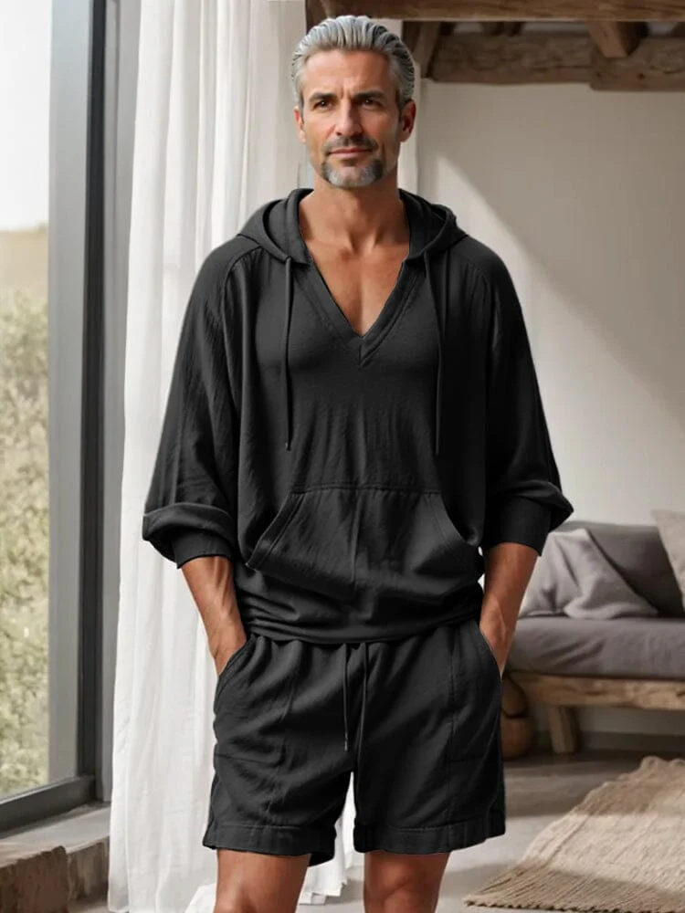 Athleisure Hooded Shirt Shorts Set - Image 2