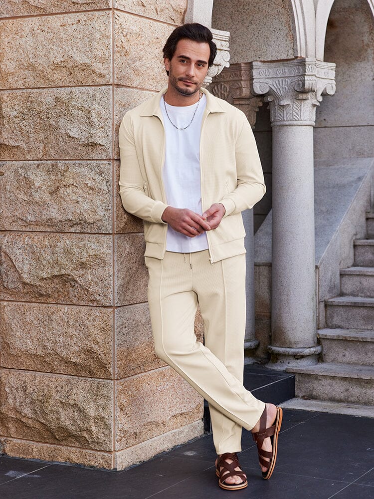 Casual Soft Waffle Jacket Set - Image 6