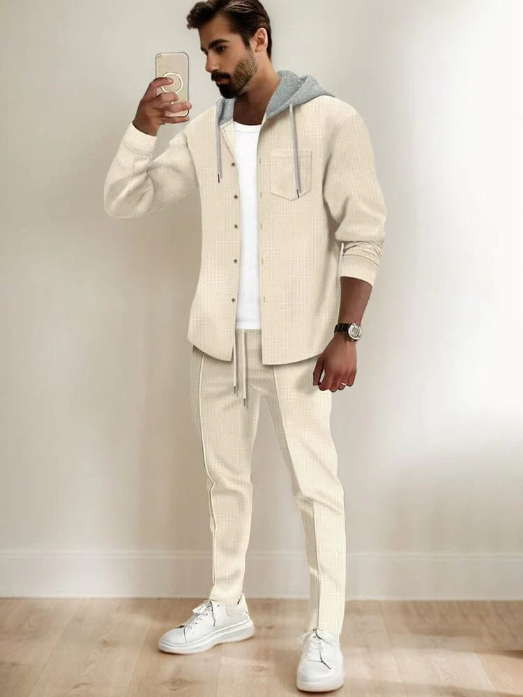 Athleisure Waffle Hooded Jacket Set - Image 3