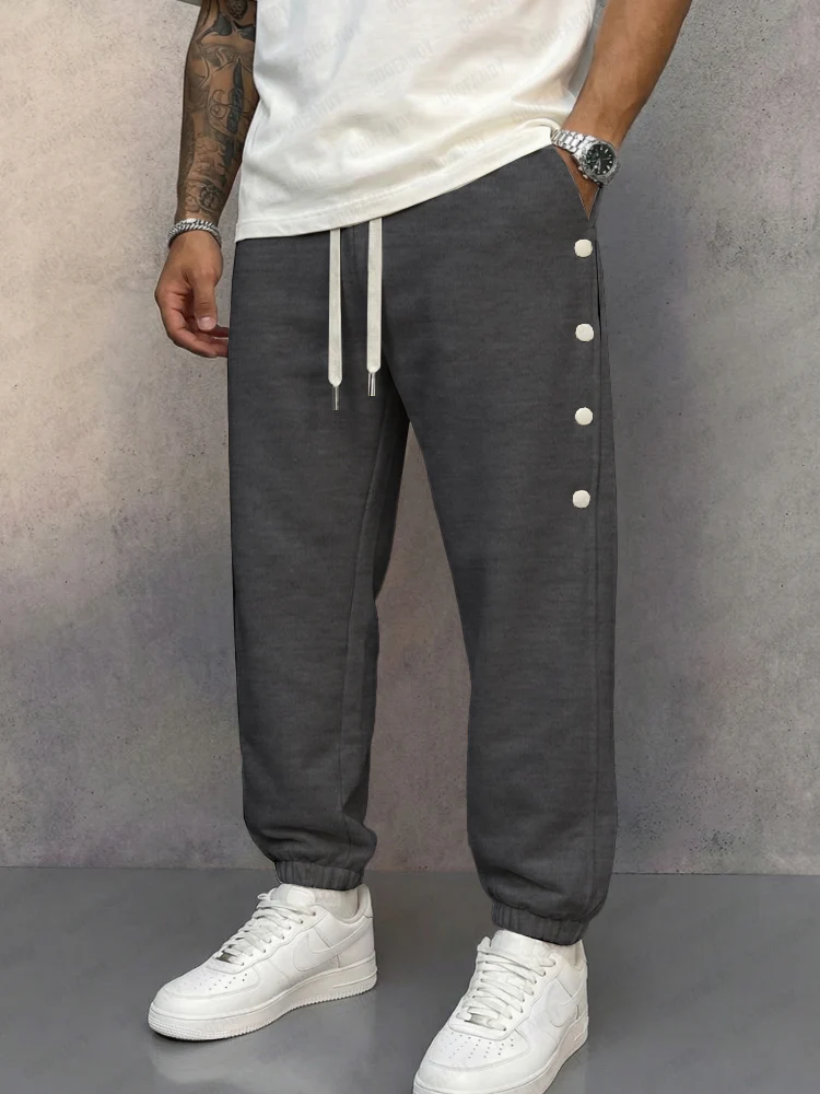 Athletic Casual Button Accent Joggers - Image 2