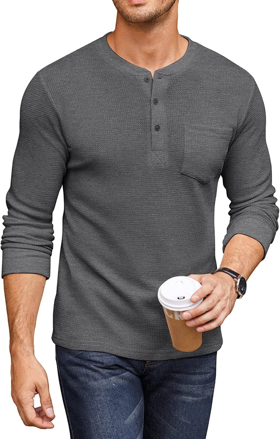 Basic Waffle Pullover Long Sleeve T-Shirt (Live Only) - Image 6