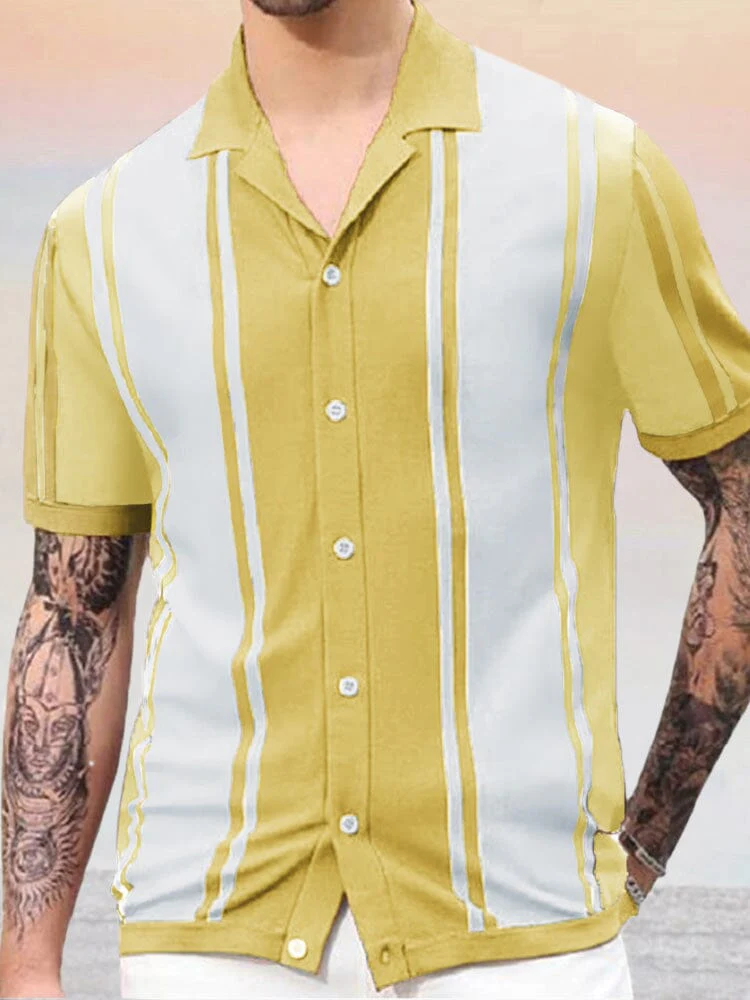 Breathable Stripe Knit Button Top - Image 3