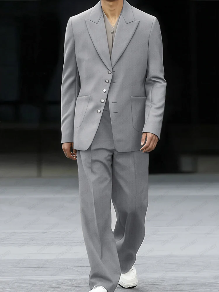 Business Casual Thin Blazer Pants Matching Set - Image 2