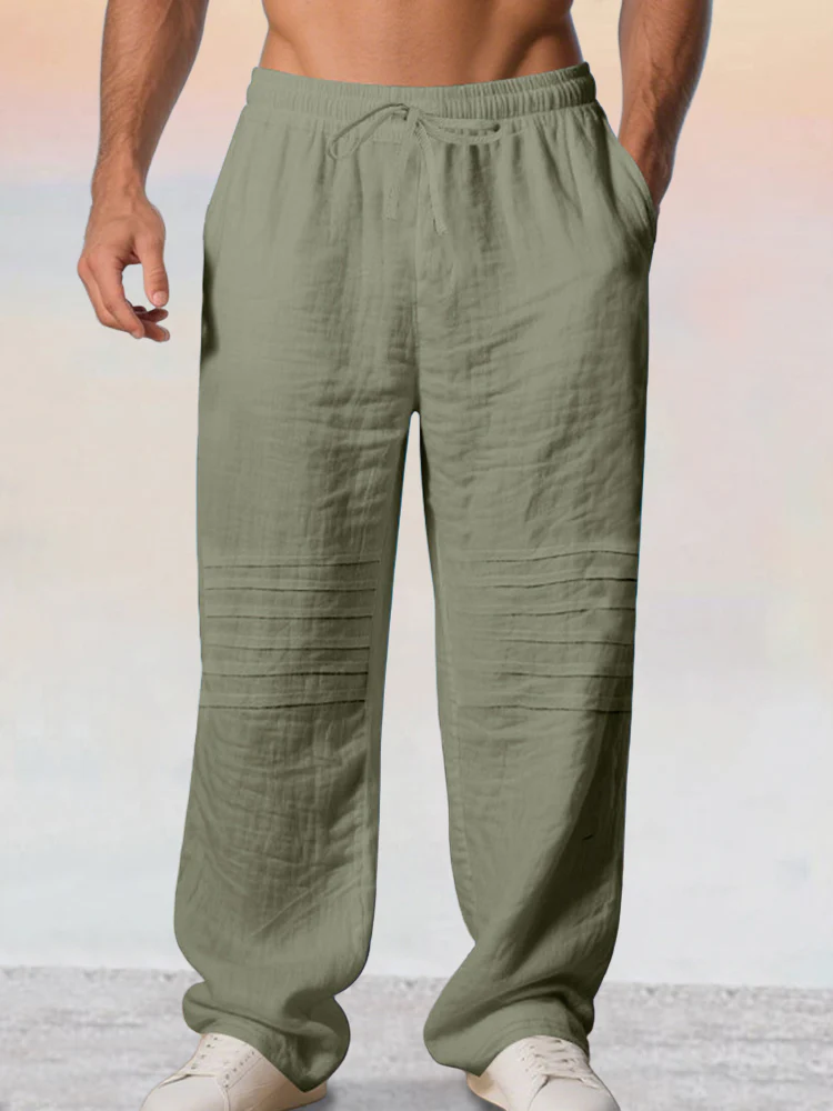 Casual 100% Cotton Drawstring Waist Pants - Image 2