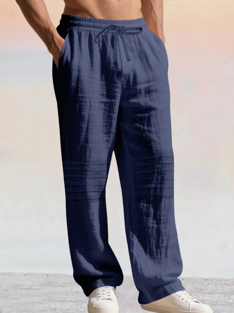 Casual 100% Cotton Drawstring Waist Pants - Image 8