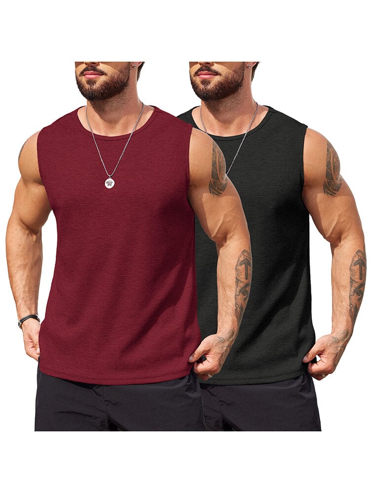Casual 2 Pack Waffle Tank Tops (US Only) - Image 3
