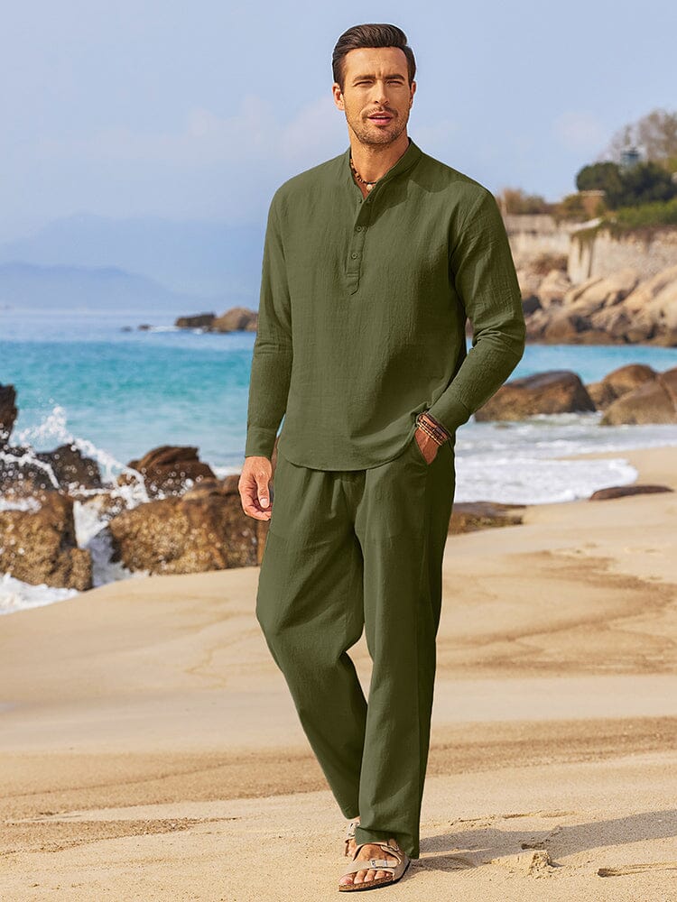 Casual 2 Pieces Henley Shirts Set (US Only) - Image 4