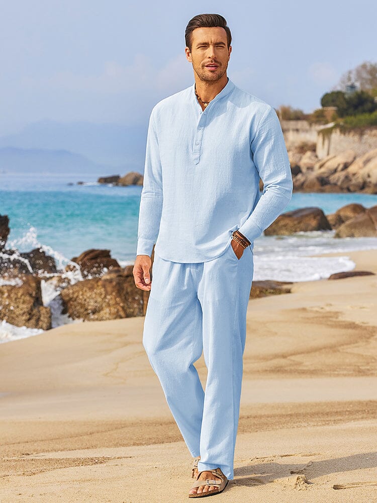 Casual 2 Pieces Henley Shirts Set (US Only) - Image 5
