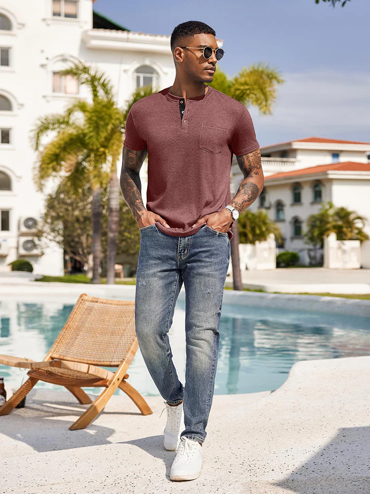 Casual Basic Henley Shirt (US Only) - Image 19