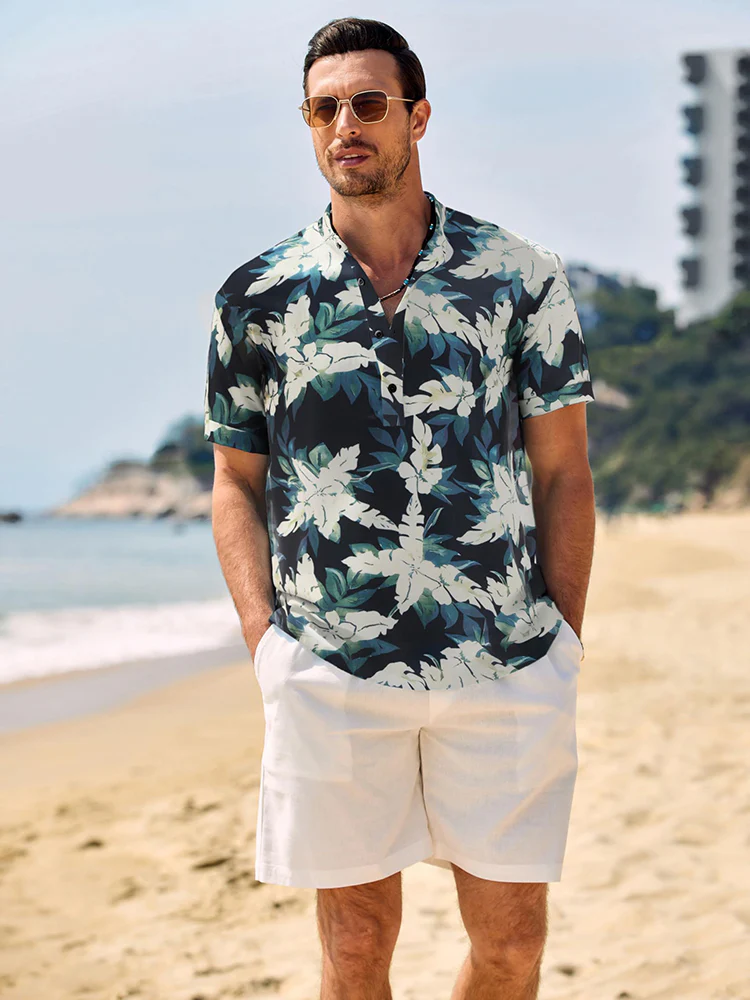 Casual Breathable Hawaiian Henley Shirt (US Only) - Image 13