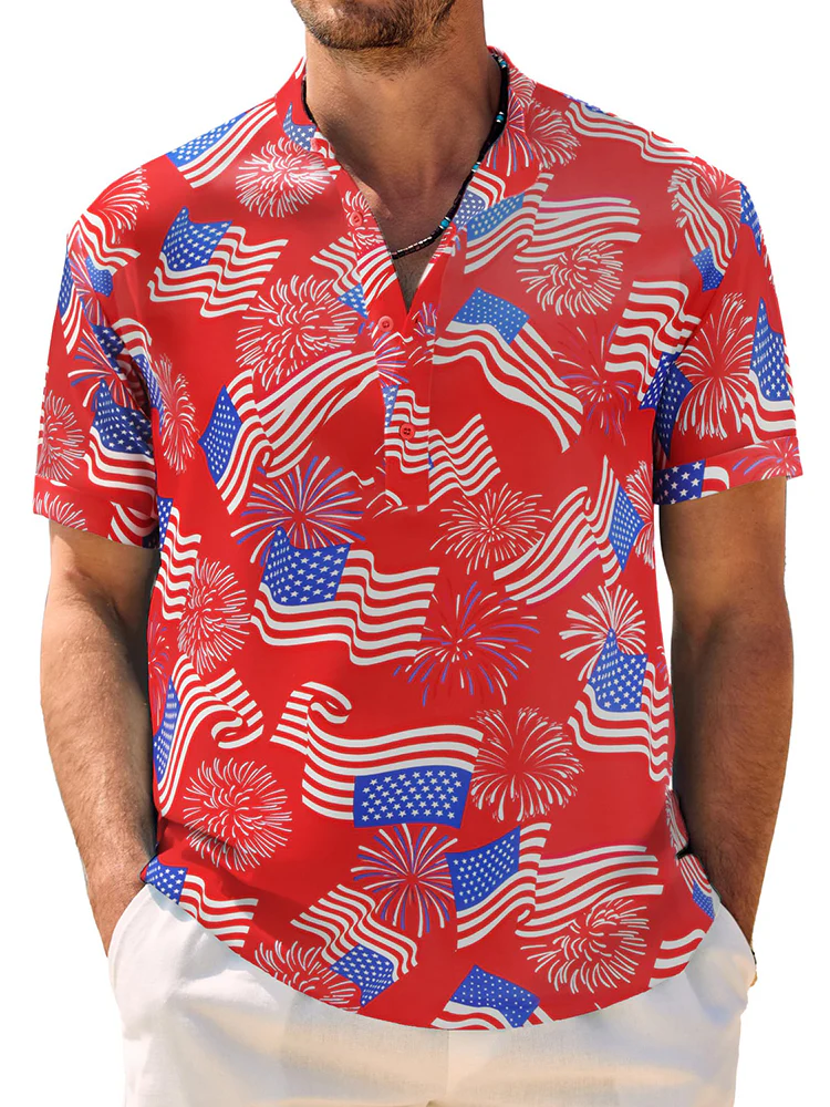 Casual Breathable Hawaiian Henley Shirt (US Only) - Image 5
