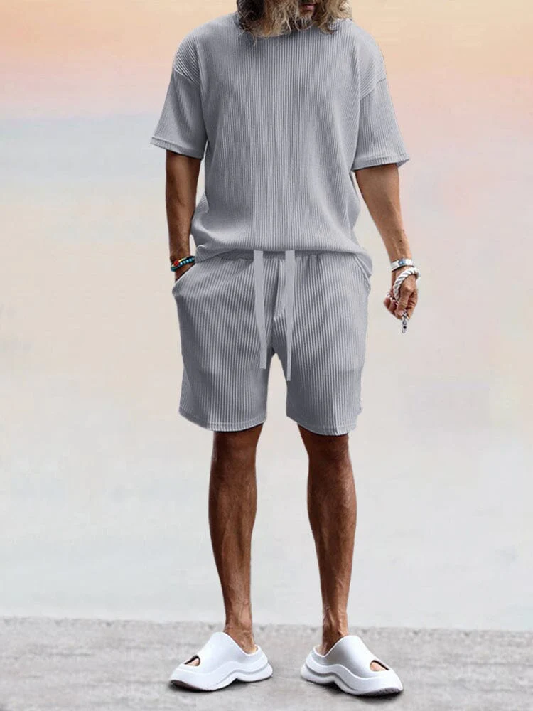 Casual Breathable Pit Strip Tracksuit Set - Image 3