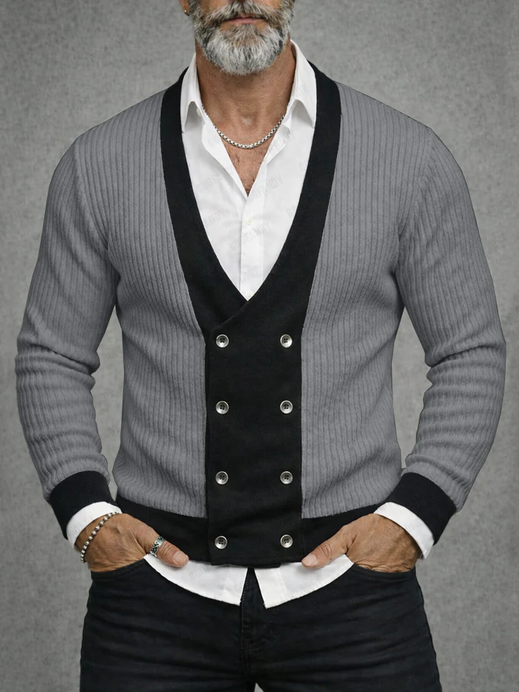 Casual Colorblock Textured Knit Spring Cardigan - Image 2