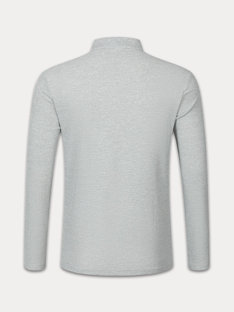 Casual Comfy Waffle Henley Shirt - Image 8