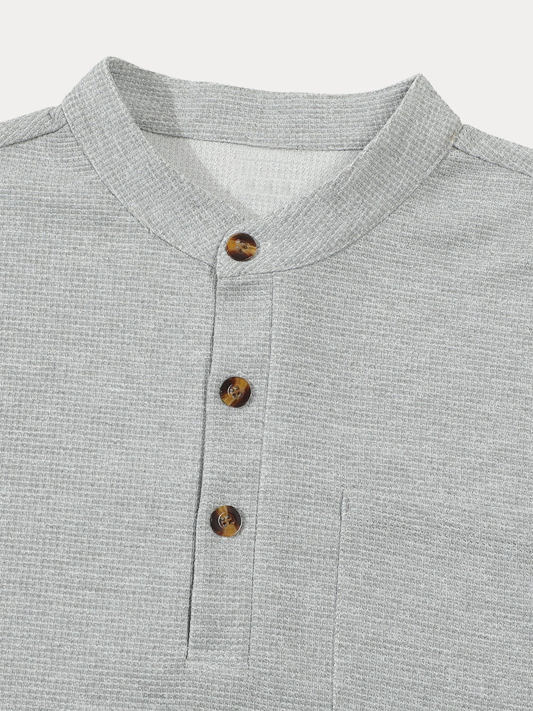 Casual Comfy Waffle Henley Shirt - Image 9