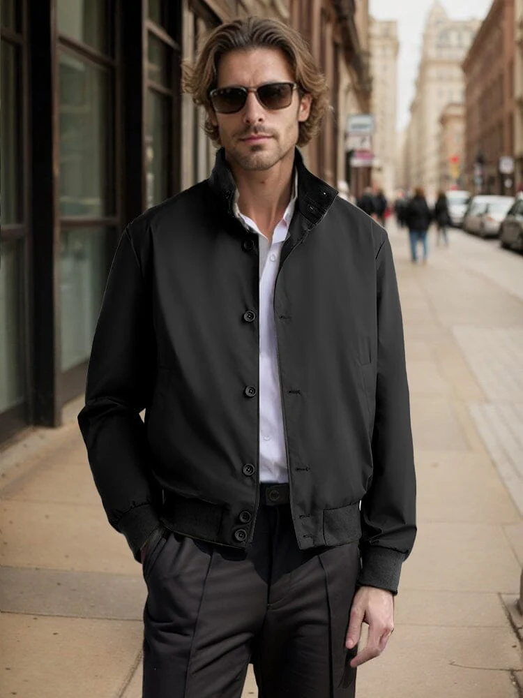 Casual Contrast Collar Jacket - Image 2