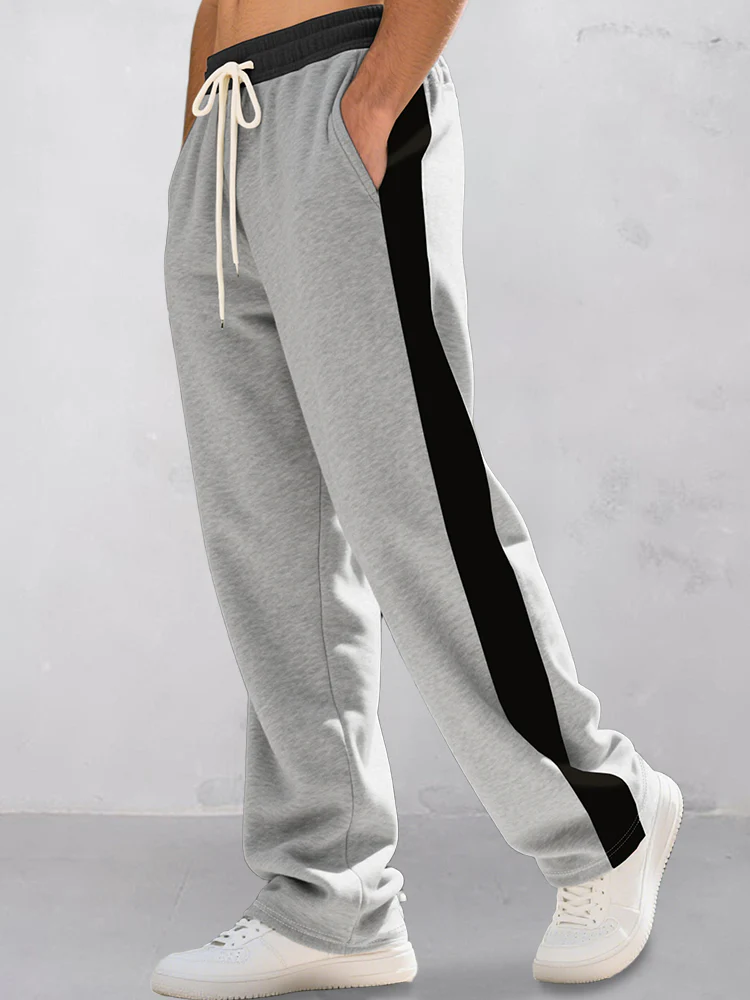 Casual Contrast Color Drawstring Jogger Pants - Image 6