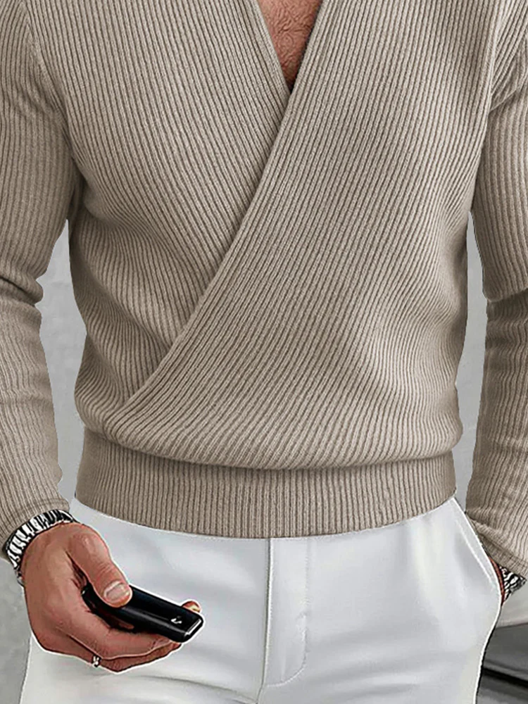 Casual Cross Placket Pullover Knit Top - Image 8