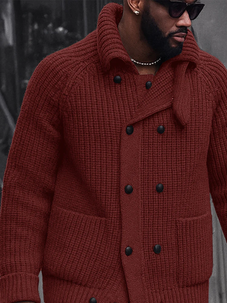 Casual Double Breasted Knit Cardigan - Image 3
