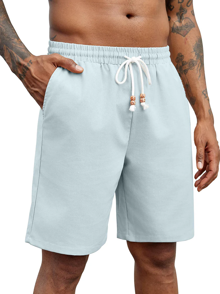 Casual Drawstring Linen Blend Shorts (US Only) - Image 6