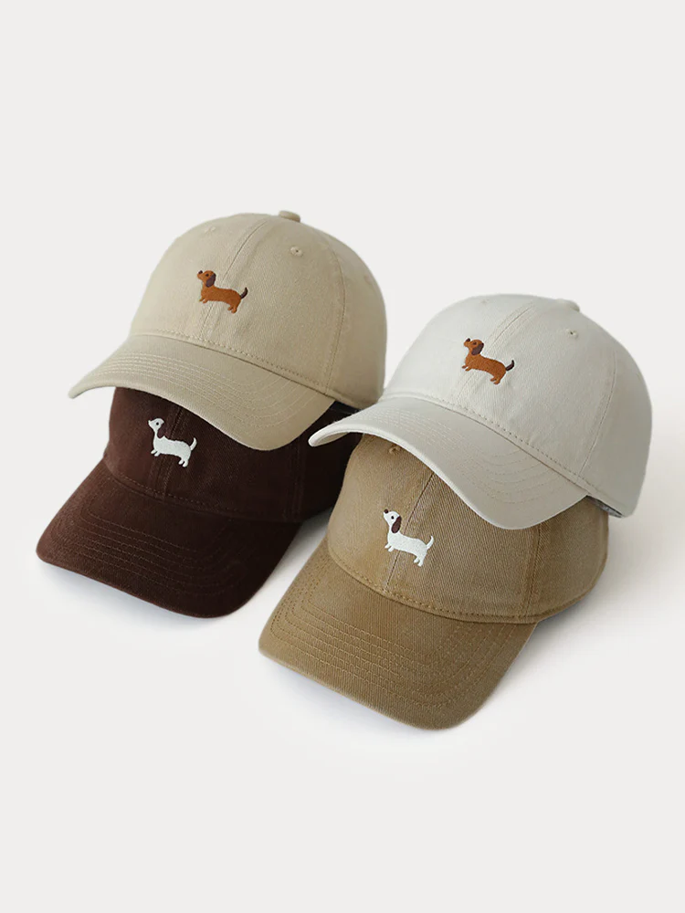 Casual Embroidered Sausage Dog Cotton Baseball Cap - Image 11