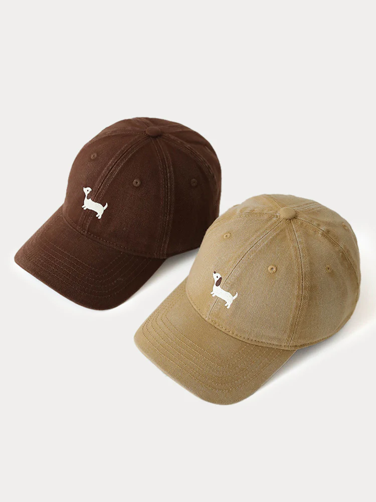 Casual Embroidered Sausage Dog Cotton Baseball Cap - Image 12