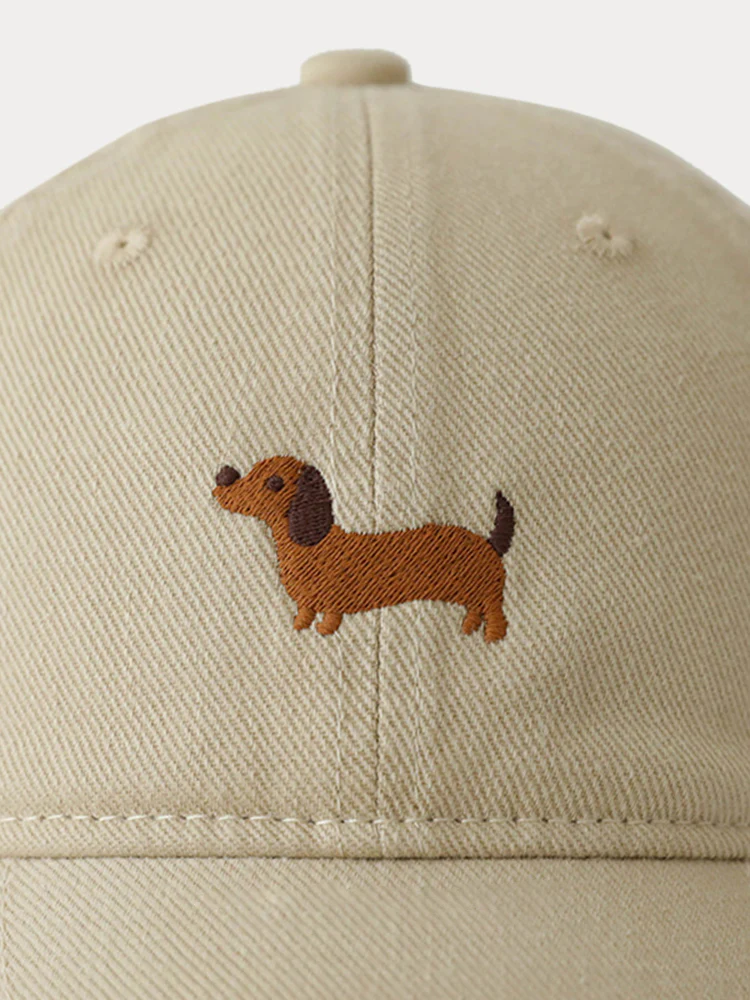 Casual Embroidered Sausage Dog Cotton Baseball Cap - Image 16
