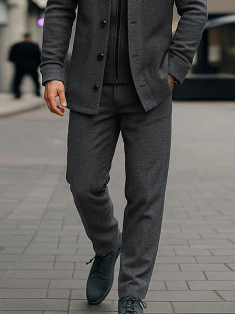 Casual Fake 2-Piece Jacket and Pants Set - Image 4