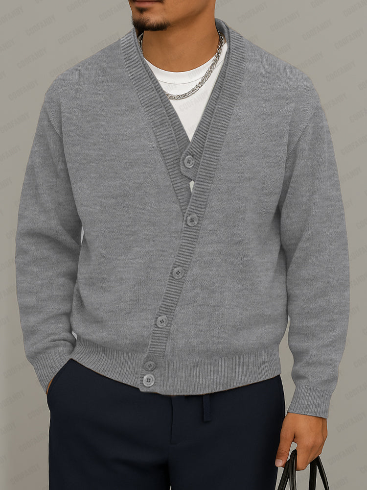 Casual Faux Button Front Pullover Sweater - Image 2