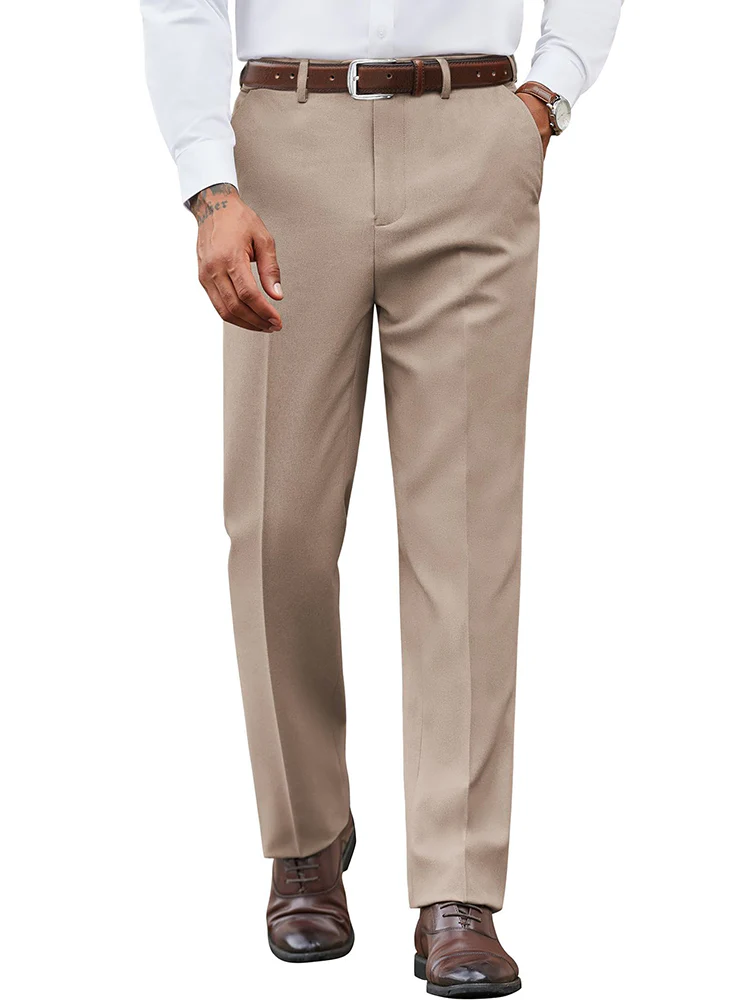 Casual Flat Front Expandable Waist Dress Pants (US Only) - Image 3