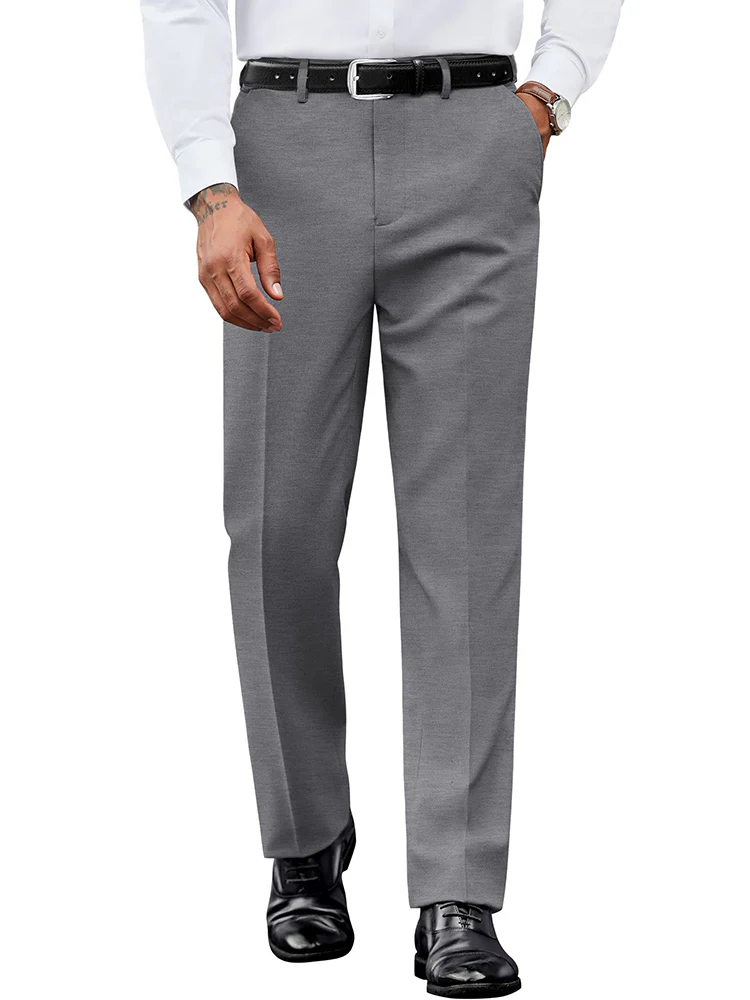 Casual Flat Front Expandable Waist Dress Pants (US Only) - Image 4