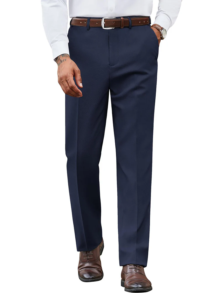 Casual Flat Front Expandable Waist Dress Pants (US Only) - Image 5