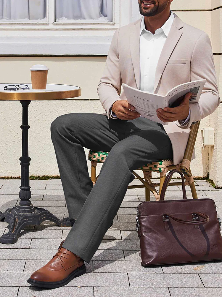 Casual Flat Front Expandable Waist Dress Pants (US Only) - Image 9