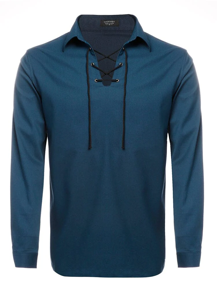 Casual Lace Up Henley Shirt (US Only) - Image 7