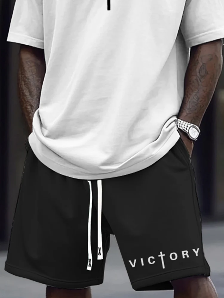 Casual Letter Graphic Printed Sports Set - Image 4