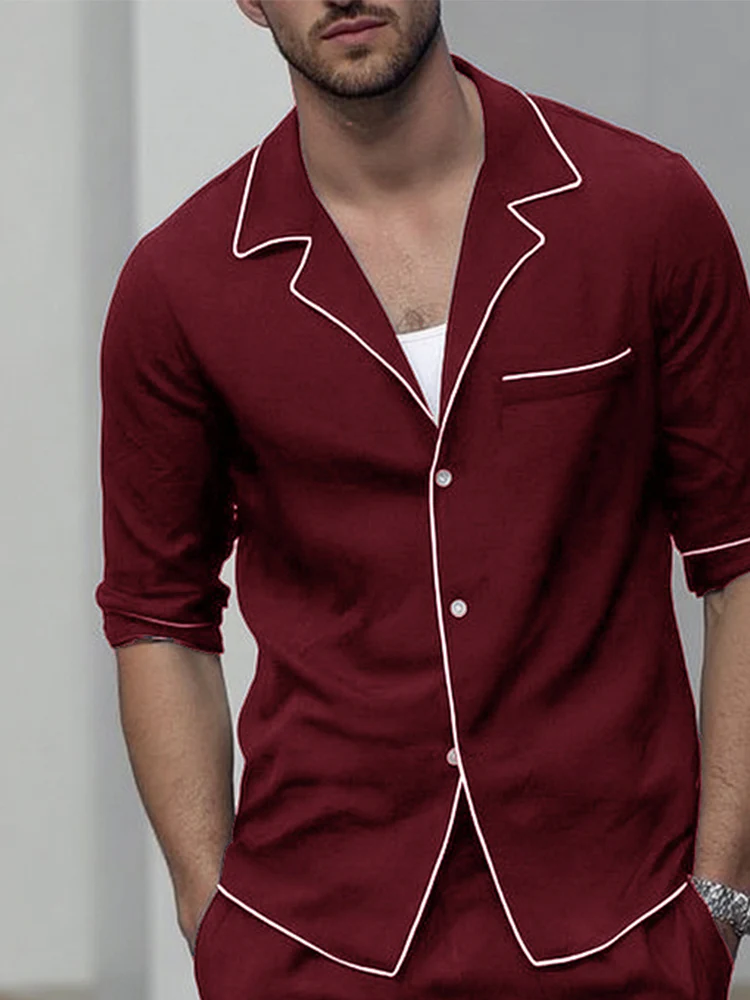 Casual Line Design Shirt Shorts Set - Image 3