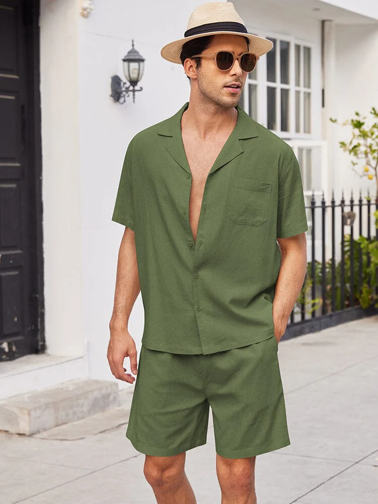 Casual Linen Short Sleeve Shirt Sets (US Only) - Image 6