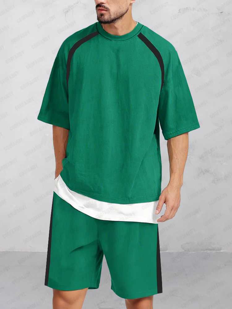 Casual Loose Fit Colorblock Summer Set - Image 2