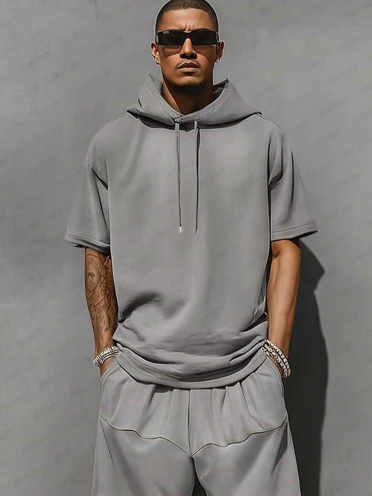 Casual Loose Fit Hooded Sports Set - Image 8