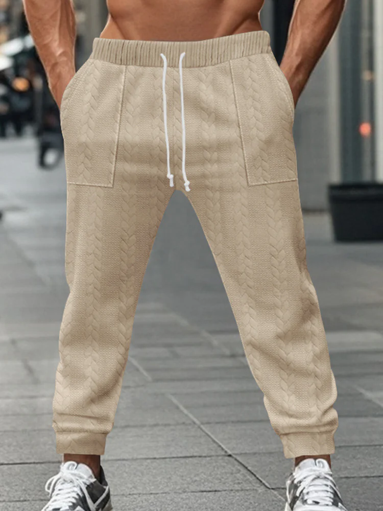 Casual Loose Fit Jacquard Jogging Pants - Image 9
