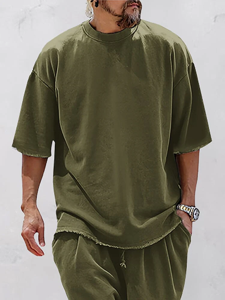 Casual Loose Fit Pure Cotton Sports T-shirt/ Sports Shorts - Image 2