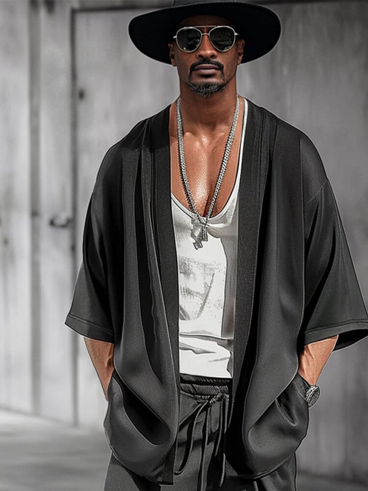 Casual Open Front Kimono Shorts Set - Image 3