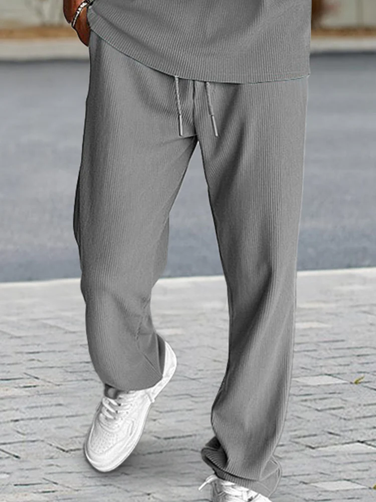 Casual Pit-Stripe Textured Matching Set - Image 4